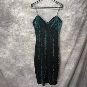 Y2K Revamped Emerald Green Crushed Velvet Babydoll Slip Dress Size XL Whimsigoth